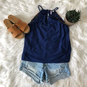Navy blue, fun, flattering, tank top